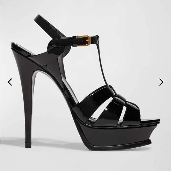 Saint Laurent Tribute Patent Platform Sandals - Picture 2 of 9